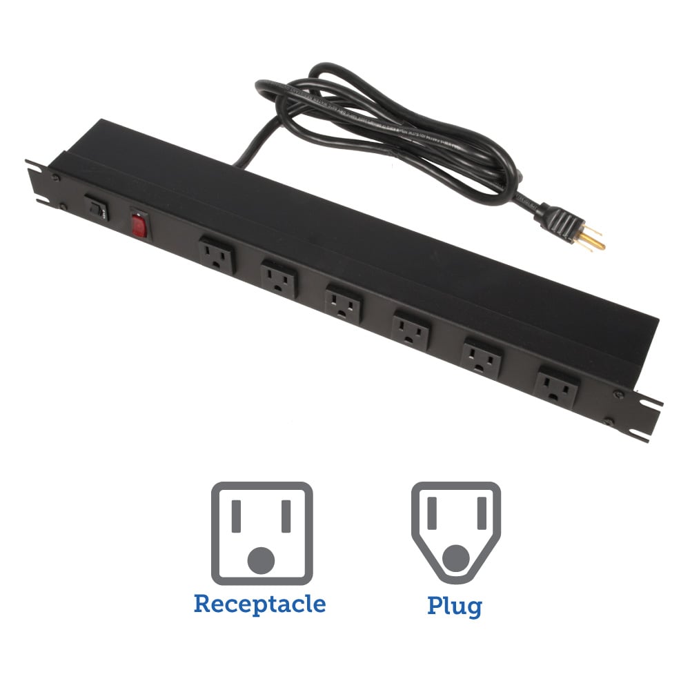 15A Power Strip, 6 outlets, 6ft Cord